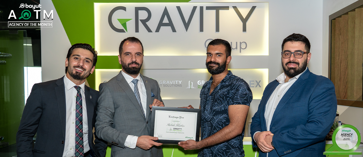 Agency of the Month from Abu Dhabi for September 2022 Gravity Real Estate